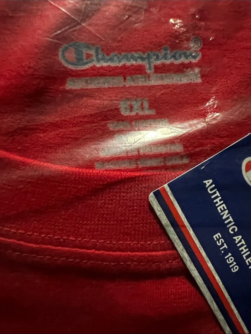 Champion Bright Red Logo Crewneck Sweatshirt Sz 6XL - Picture 2 of 4